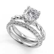 Megan Twisted Rope Solitaire Round Cut Diamond Engagement Ring - Nivetta